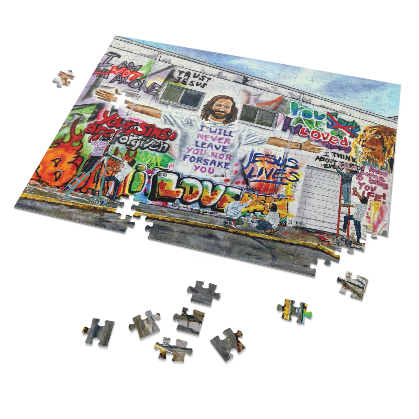 Jigsaw Puzzle in Tin Box: Painting Graffiti with Jesus