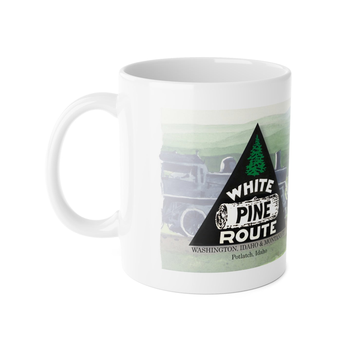 Vintage White Pine Route Ceramic Mug, 11oz - Perfect for Train Lovers