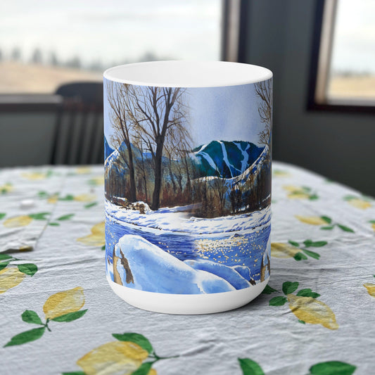 Fine Art Mug "Valley Winter Sun", 15 oz. Sun Valley "Baldy" Coffee Mug