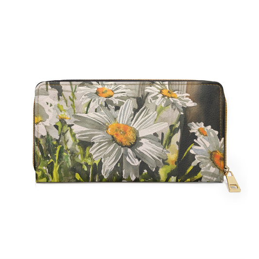Zipper Wallet - Andy's "Daisies" watercolor paintings