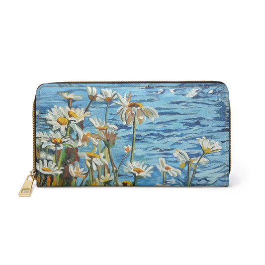 Zipper Wallet - Andy's "Daisies by the water" watercolor paintings