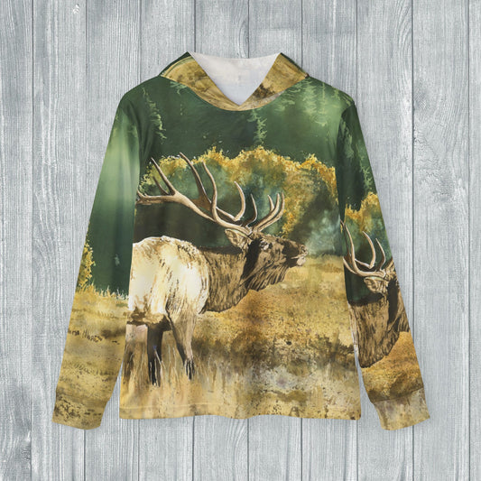 Outdoor Sun Sports Hoodie - from Andy Sewell's Original Watercolor Painting "Misty Morning Bull"