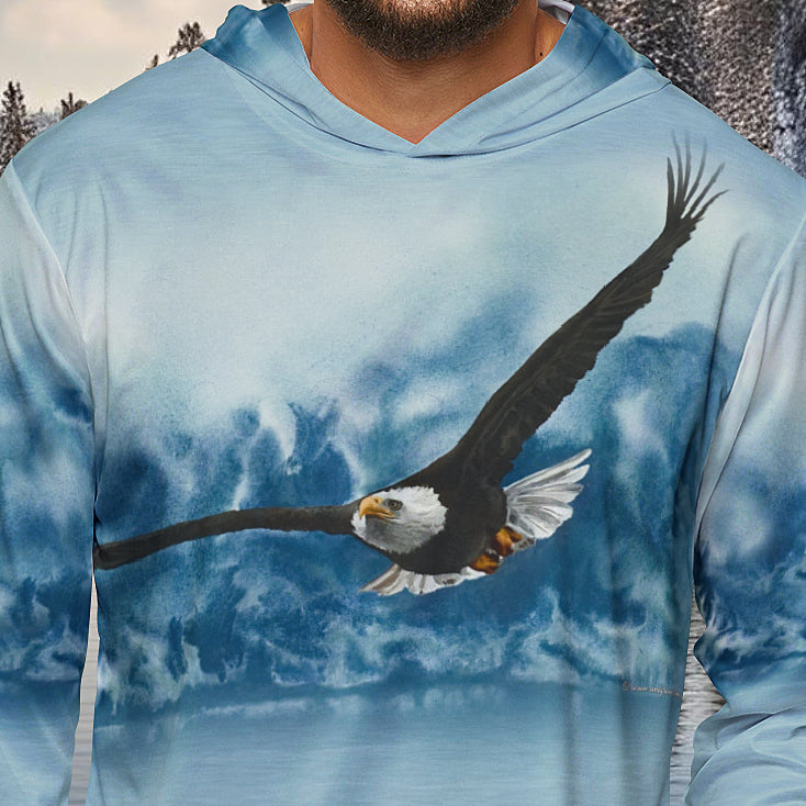 Sports Hoodie with Bald Eagle Painting