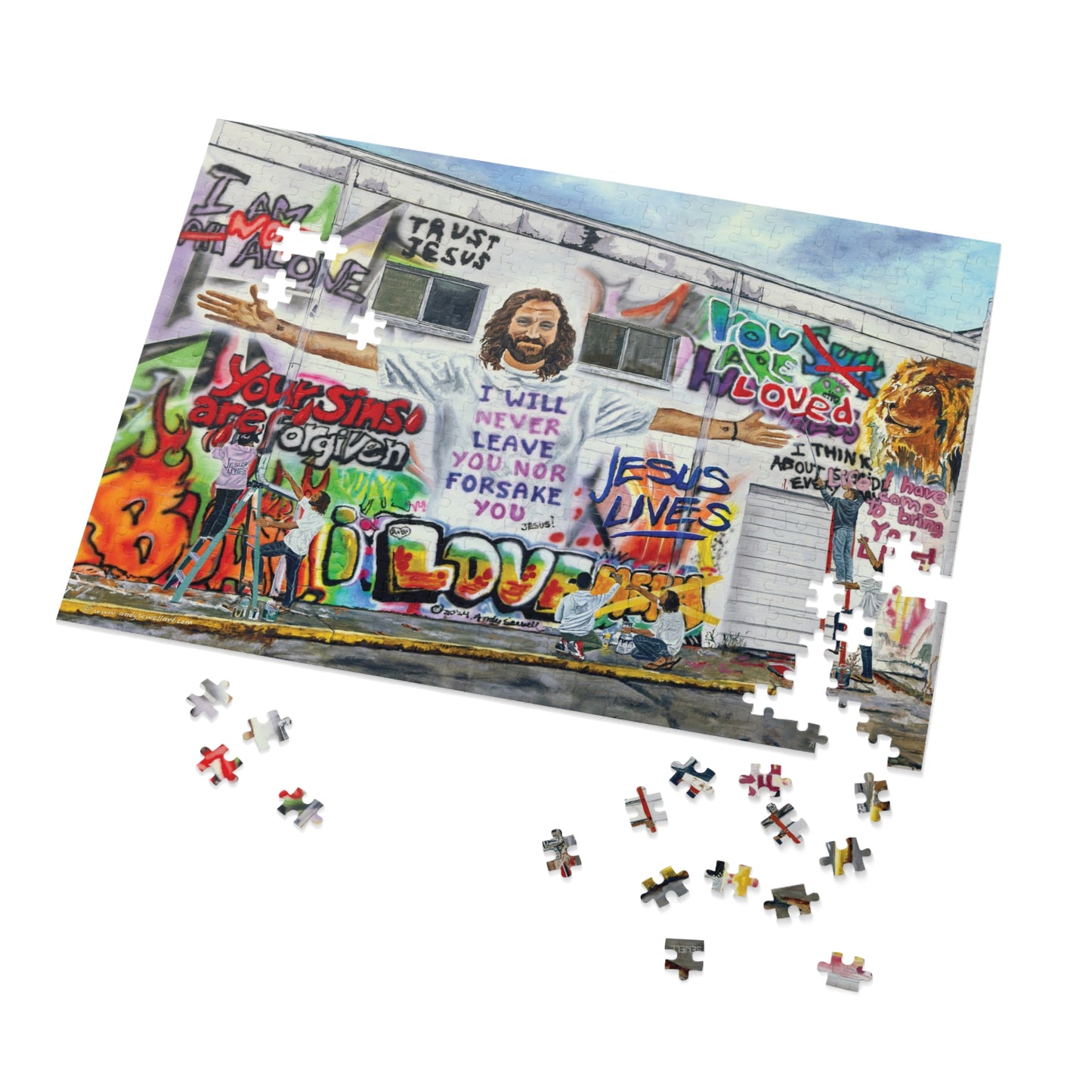 Jigsaw Puzzle in Tin Box: Painting Graffiti with Jesus