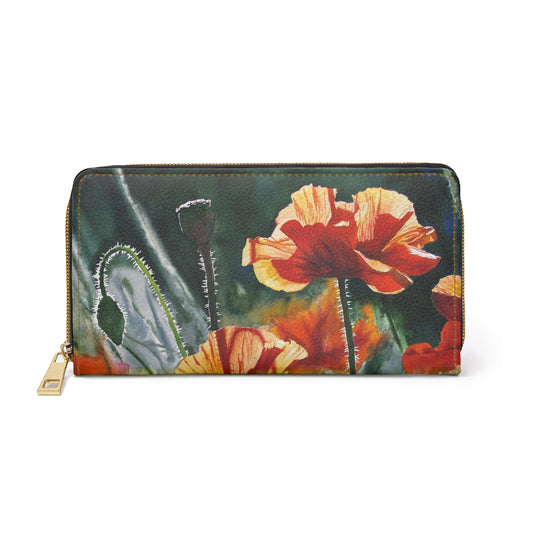 Zipper Wallet - Andy's "Poppy Trio" watercolor paintings