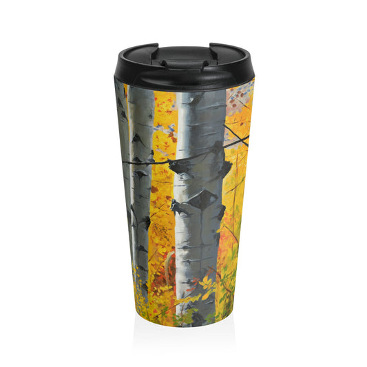 "October Gold Aspens" Stainless Steel Travel Mug