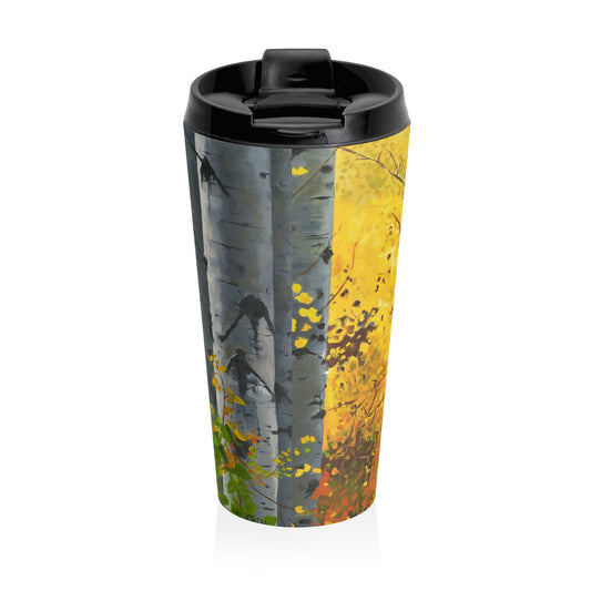 "October Gold Aspens" Stainless Steel Travel Mug