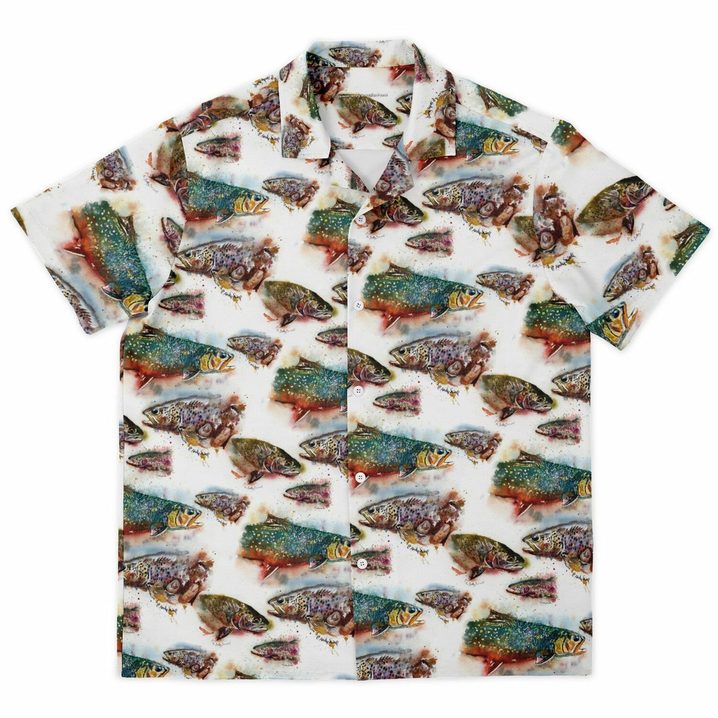 "Splashy Trout Grand Slam" Short Sleeve Button-Down Shirt