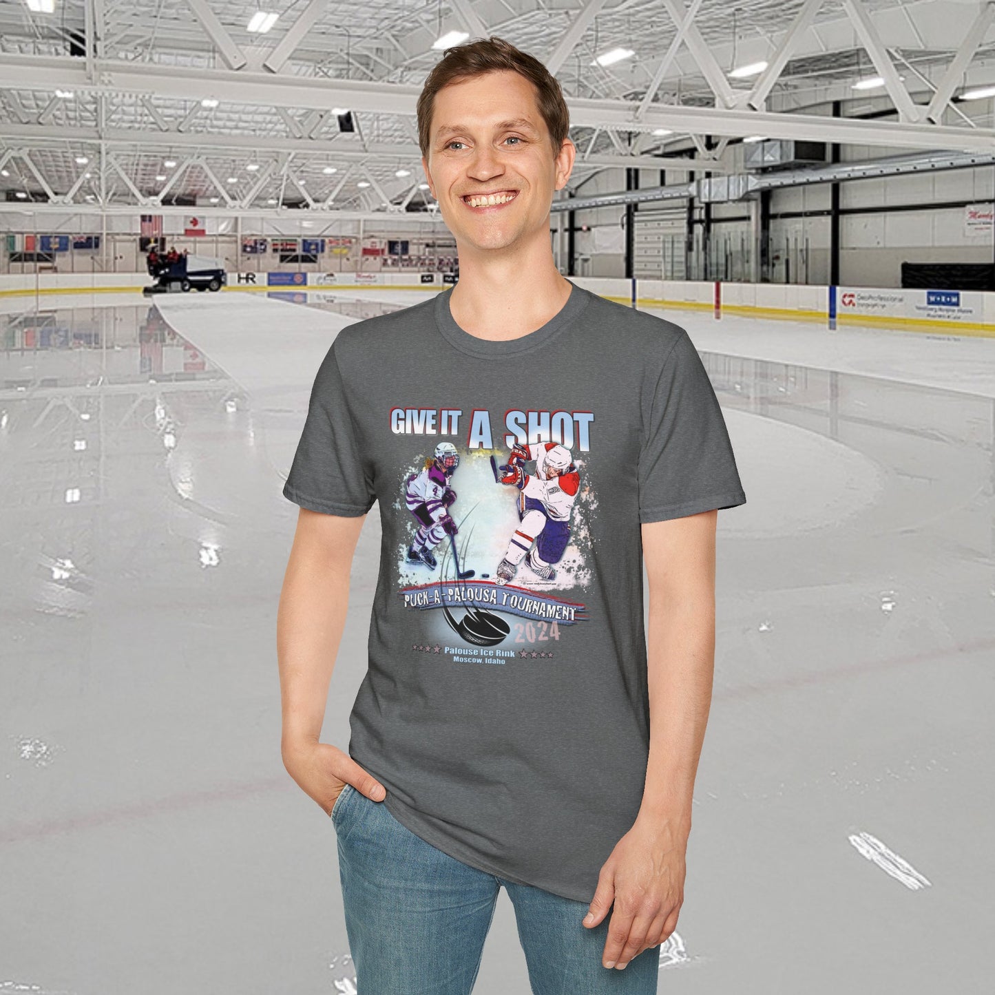 "Puck-a-Palousa 2024" tournament shirts - Unisex Softstyle T-Shirt