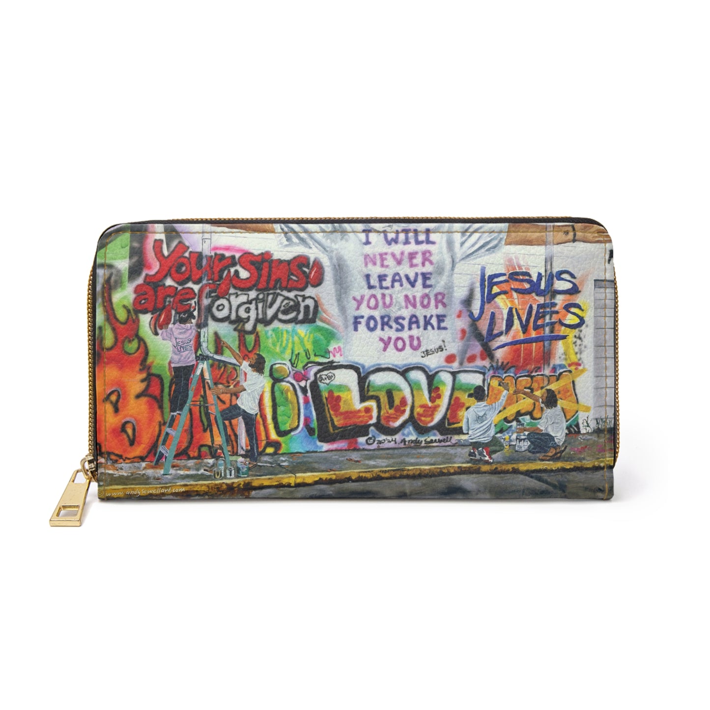 Zipper Wallet with Andy's "Painting Graffiti with Jesus" Design