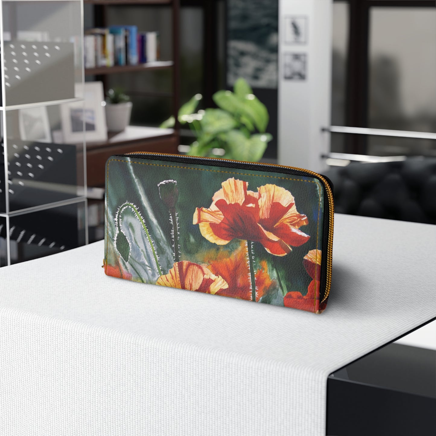 Zipper Wallet - Andy's "Poppy Trio" watercolor paintings