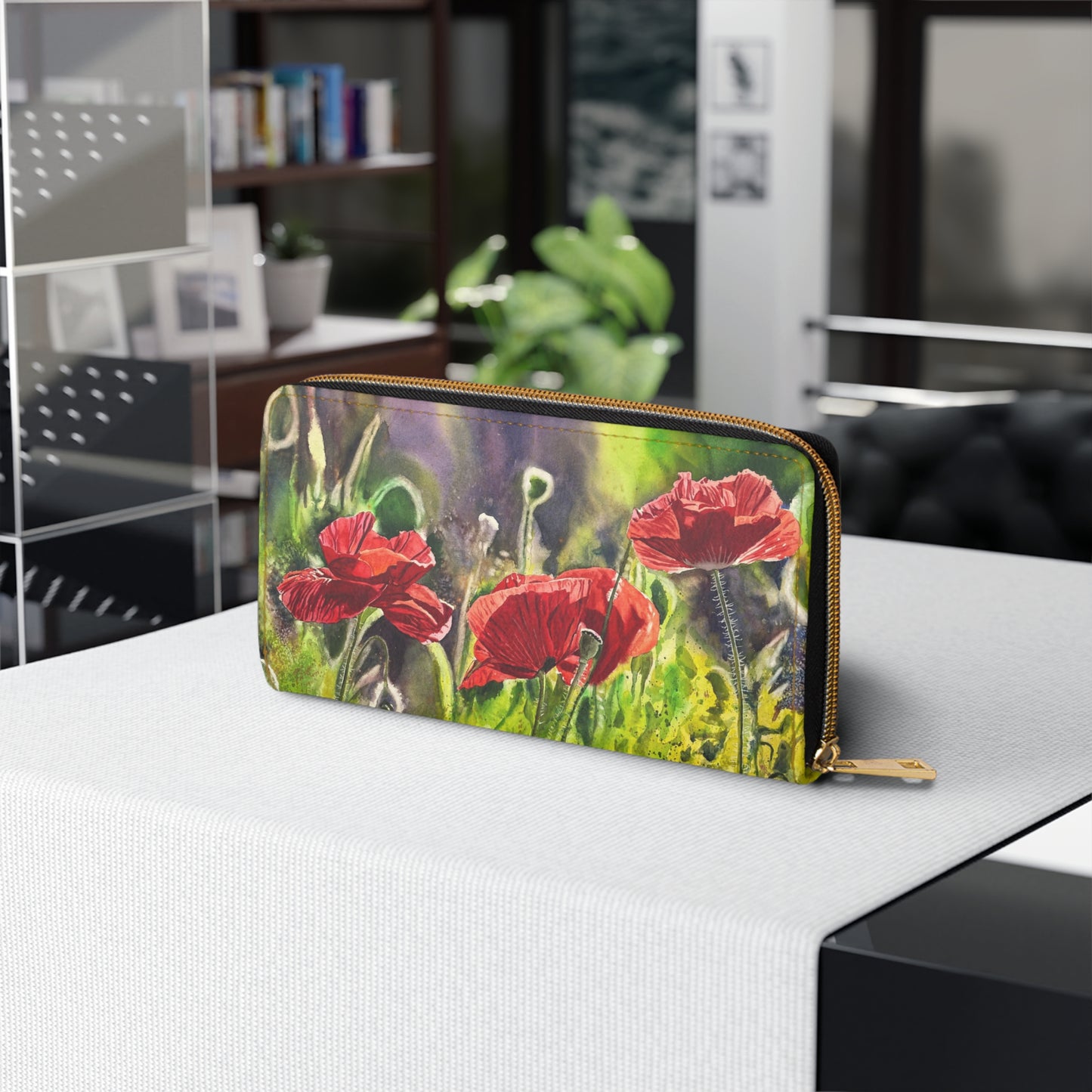 Zipper Wallet - Andy's "Poppy Trio" watercolor paintings