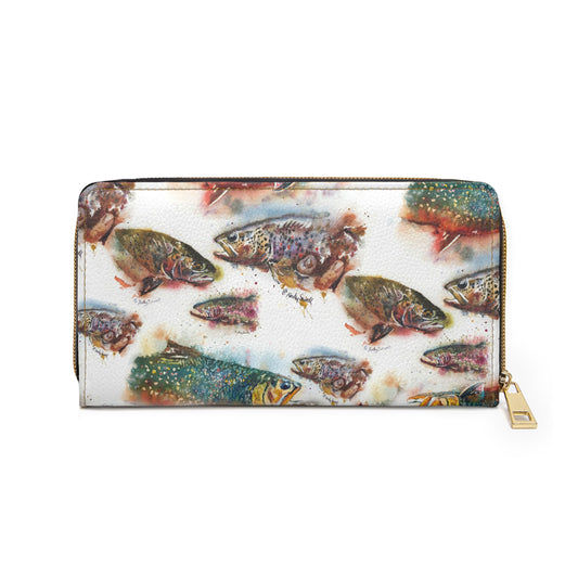 Zipper Wallet - from Andy's "Splashy Trout" watercolor paintings