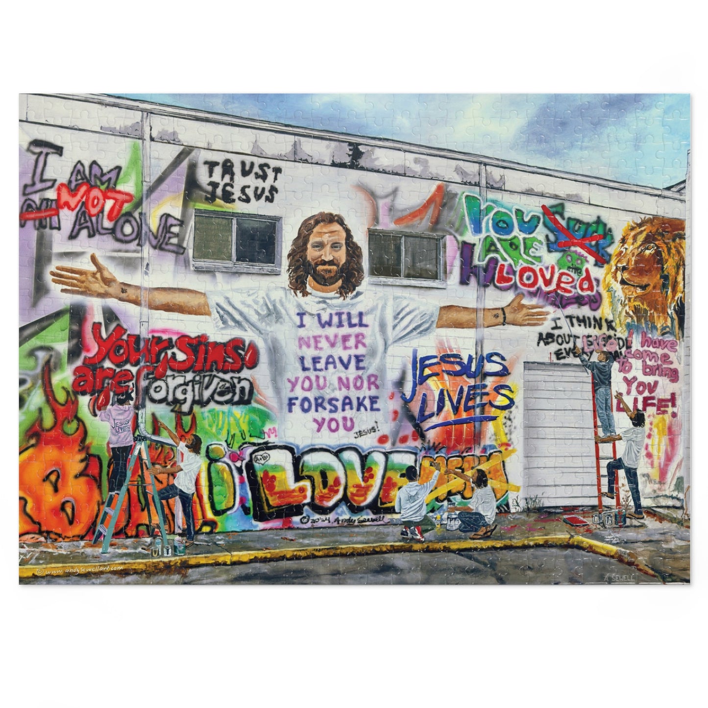 Jigsaw Puzzle in Tin Box: Painting Graffiti with Jesus