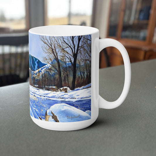 Fine Art Mug "Valley Winter Sun", 15 oz. Sun Valley "Baldy" Coffee Mug