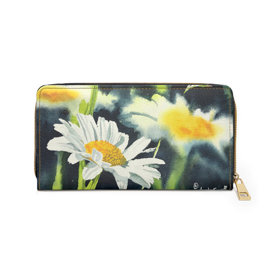 Zipper Wallet - Andy's "Daisies by the water" watercolor paintings