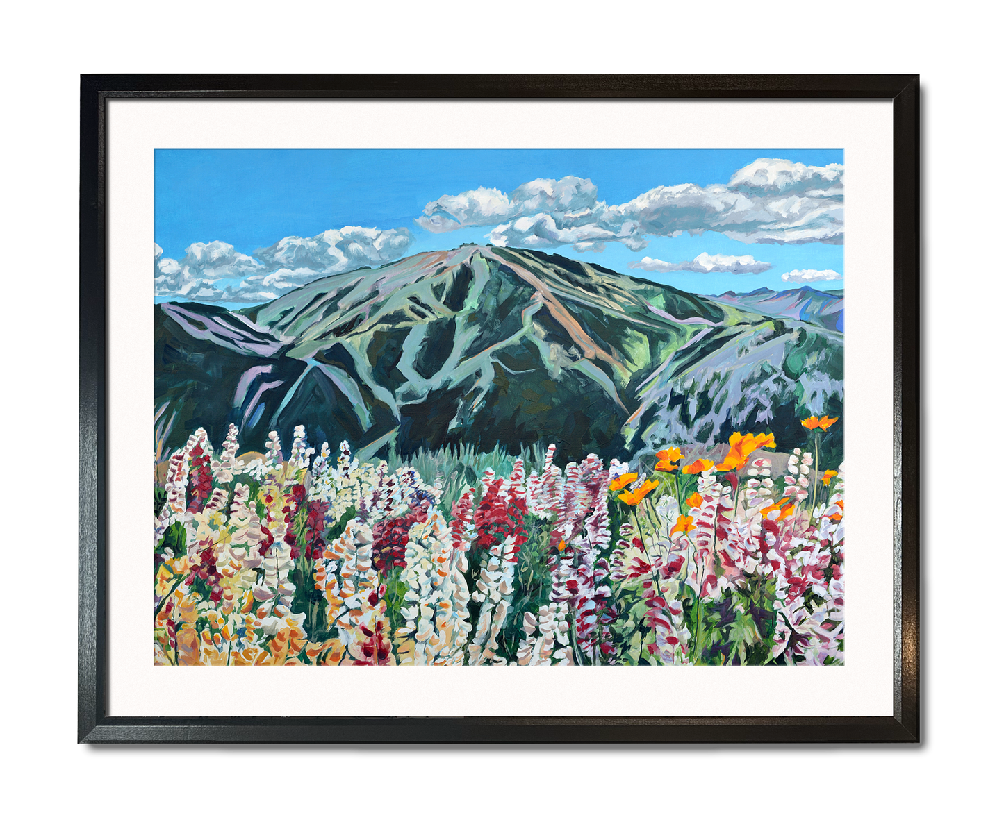 "Sun Valley Summer Color" - 48"x30" signed & inspected Giclée of Sun Valley's Bald Mtn. in Summer w/wildflowers