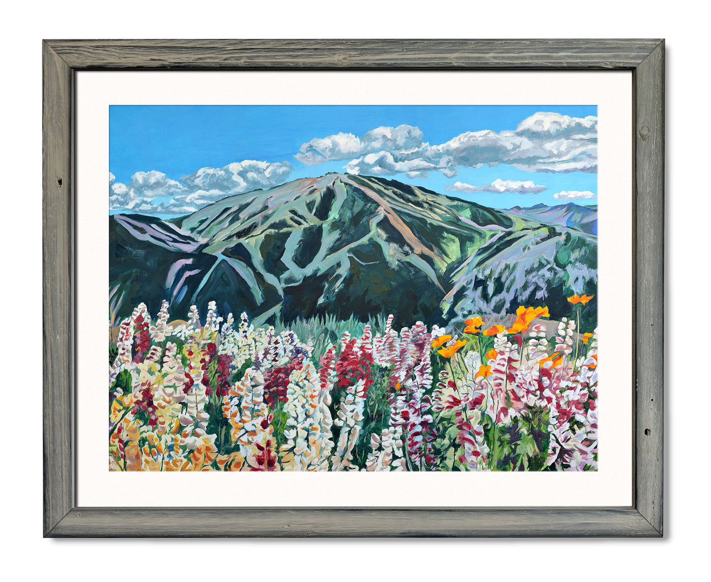 "Sun Valley Summer Color" - 48"x30" signed & inspected Giclée of Sun Valley's Bald Mtn. in Summer w/wildflowers