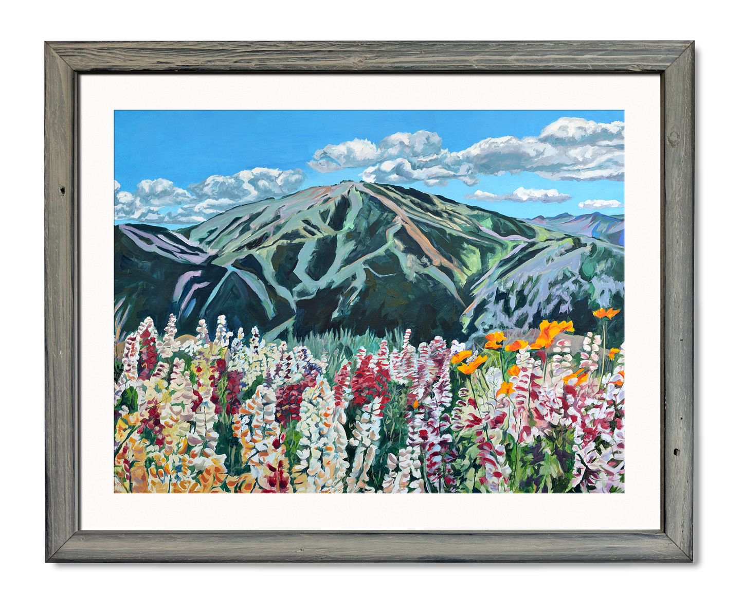 "Sun Valley Summer Color" - 48"x30" signed & inspected Giclée of Sun Valley's Bald Mtn. in Summer w/wildflowers