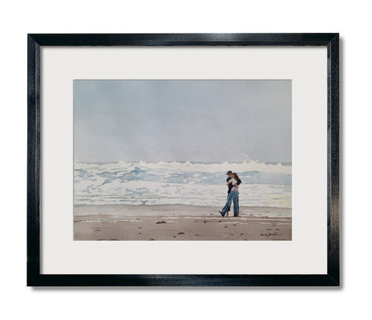 "Beach Hugs"  Watercolor 12x16 signed edition Giclee Reprod. of Hugs at the Beach.