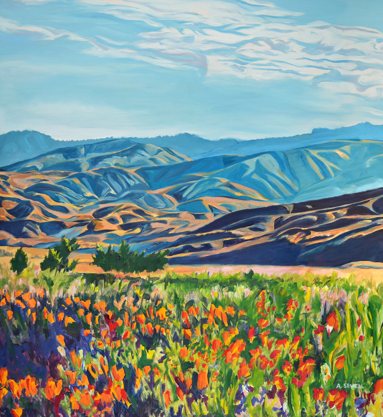 "Morning Foothills"- 33"x36" Tall Giclée reprod. from oil painting.