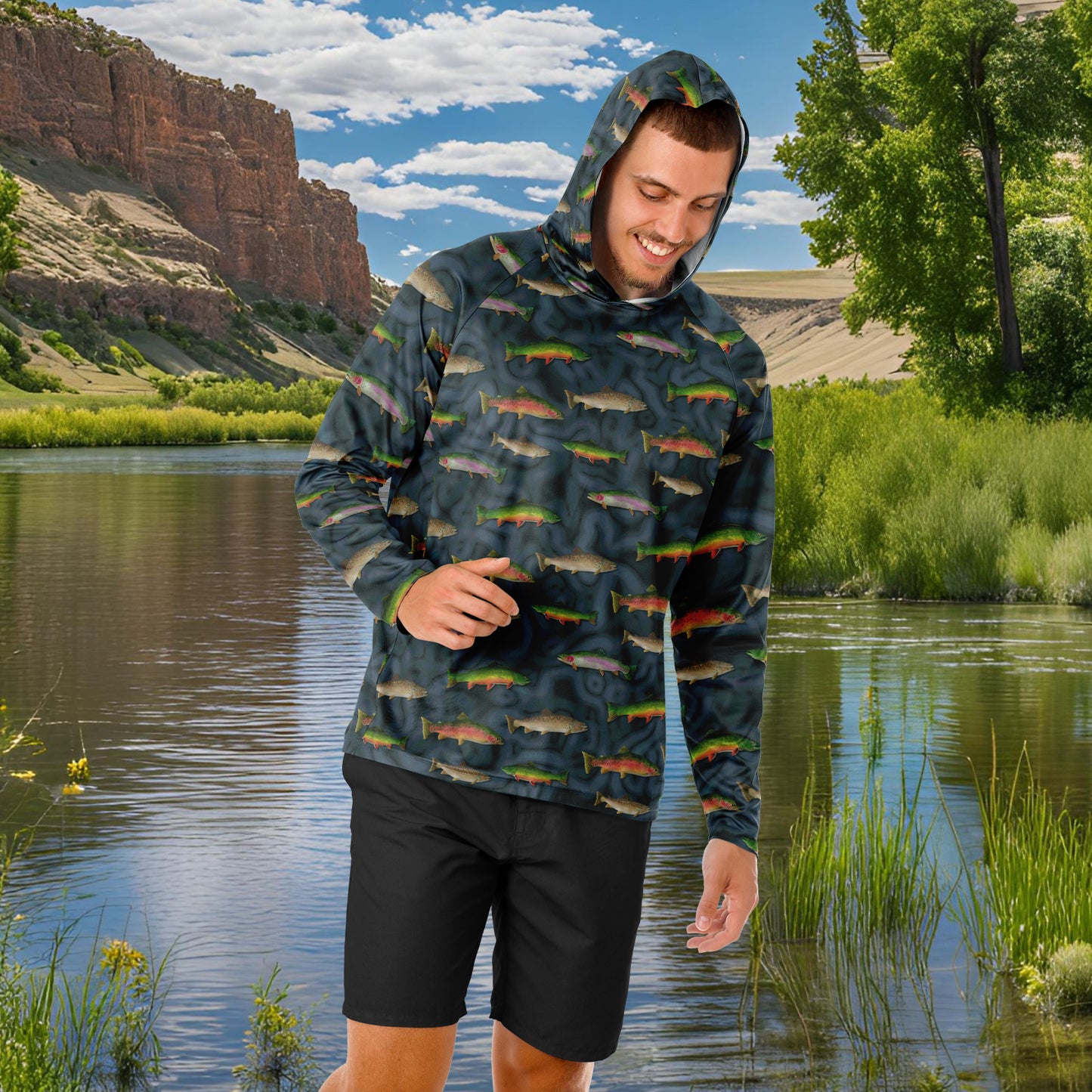 "Trout Grand Slam" Men's Long Sleeve Hooded Performance Shirt