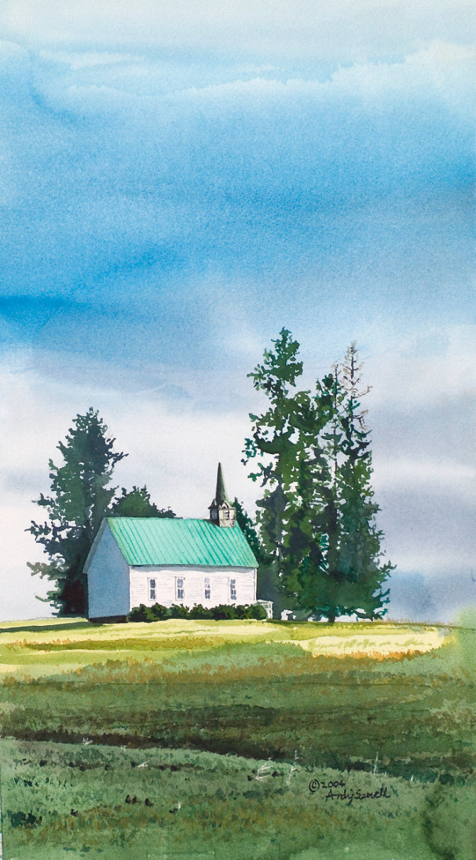 "Freeze Church" 9x16  watercolor Giclee Reprod. of a popular local church