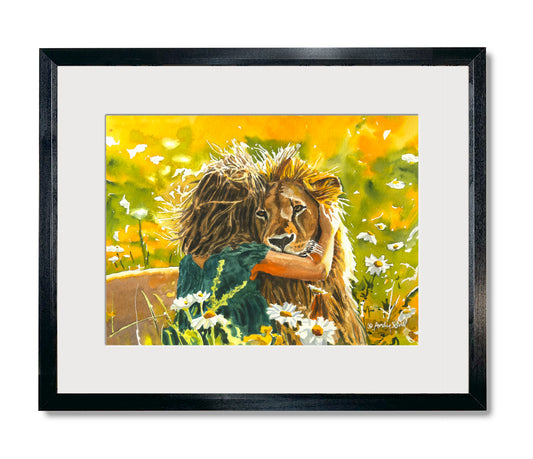 "Hugs for the King" - 10x14 watercolor giclee prints of Hugging the King.
