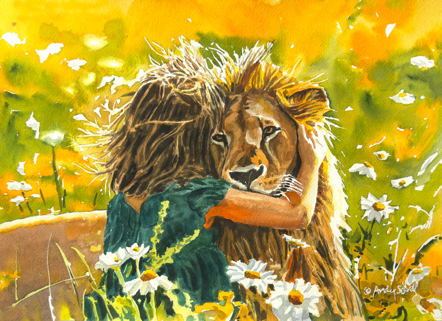 "Hugs for the King" - 10x14 watercolor giclee prints of Hugging the King.