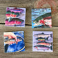 "Trout Fish" themed coaster sets: 3 options, see below.