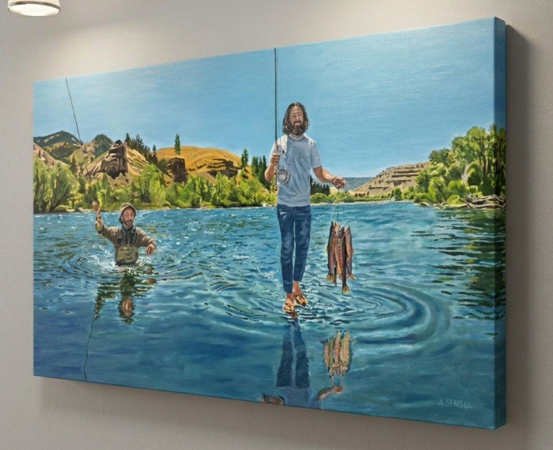 "No Waders Necessary" - 40x24 Original Oil on Canvas.