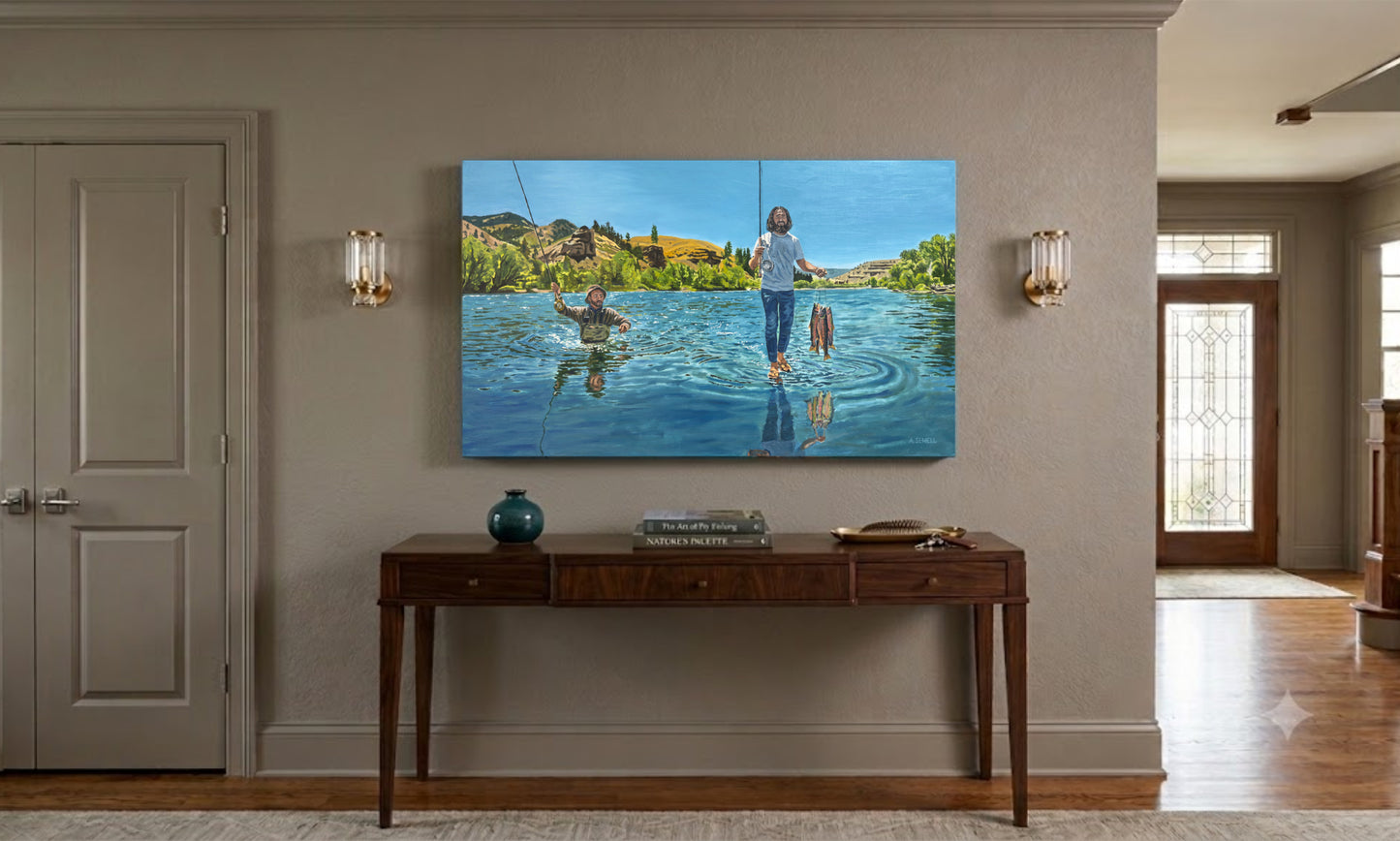 "No Waders Necessary" - 40x24 Original Oil on Canvas.
