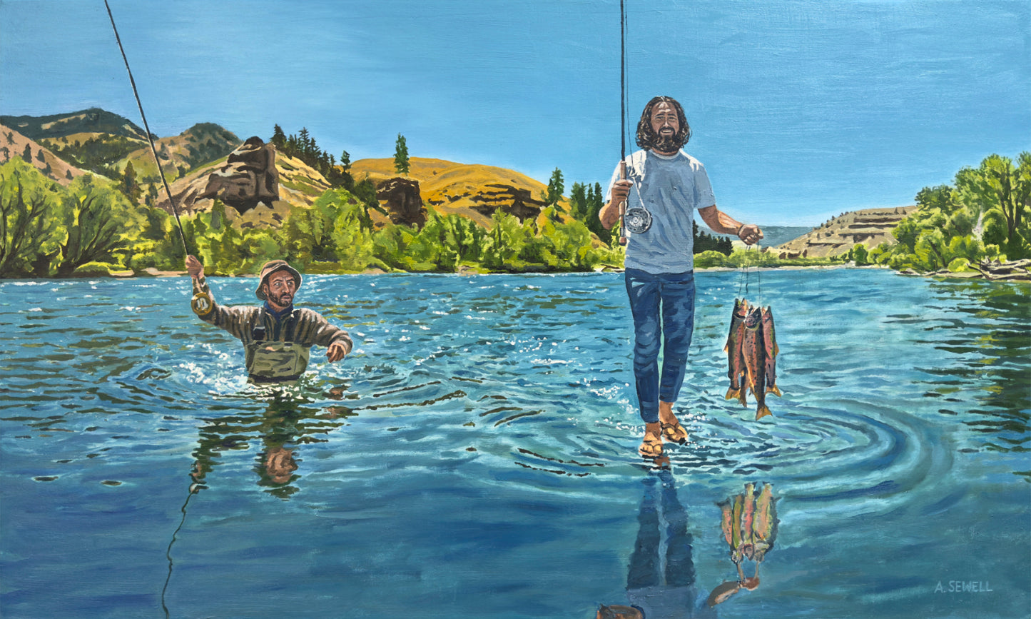 "No Waders Necessary" - 40x24 Original Oil on Canvas.