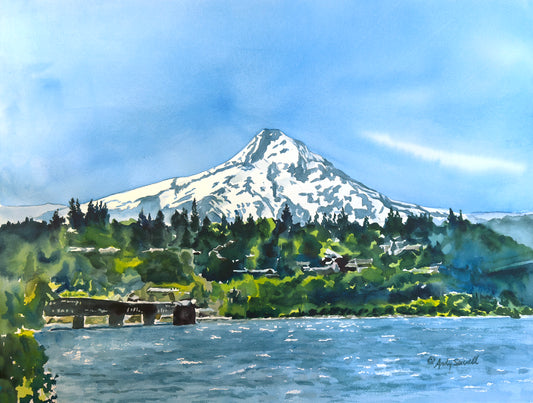 "The Mount at Hood River" Original Watercolor or signed ed. Giclee Reprod. of Mt. Hood at Hood River