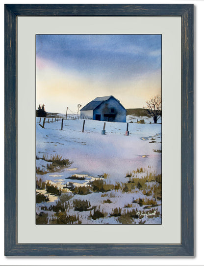 "Palouse November Evening" - 19x26 Framed Original Watercolor or giclee print