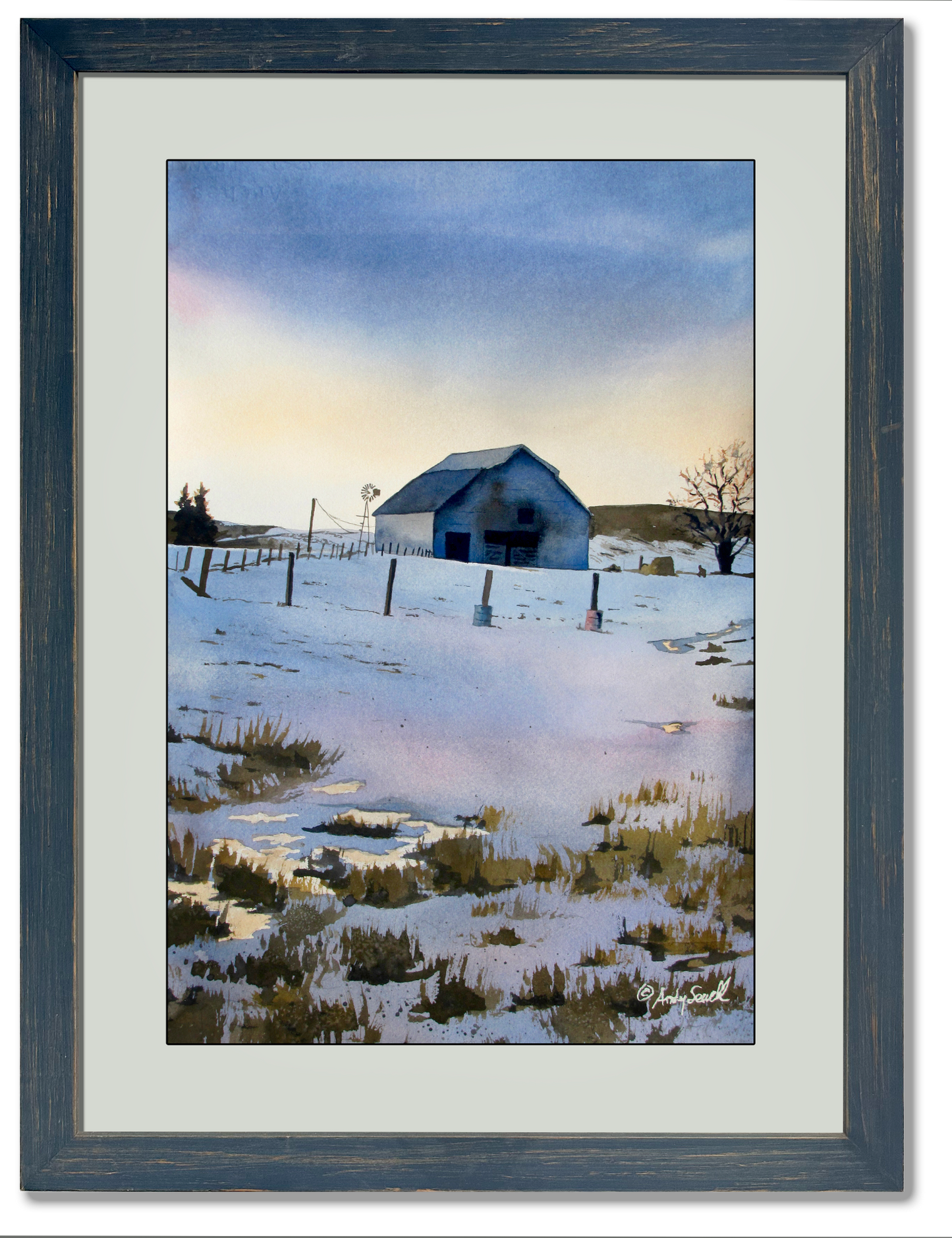 "Palouse November Evening" - 19x26 Framed Original Watercolor or giclee print