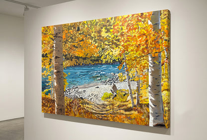 "October River Aspens" - 55x37 Original Acrylic on Canvas or Giclee Prints
