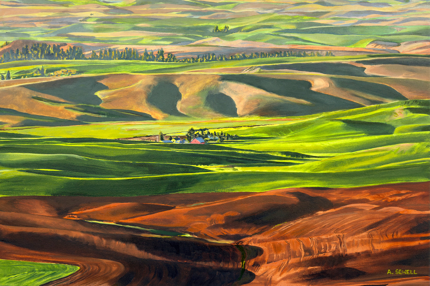 "Palouse Spring Morning Light" 24x36 - a giclee reprod. from oil painting of the Northwest Palouse country landscape
