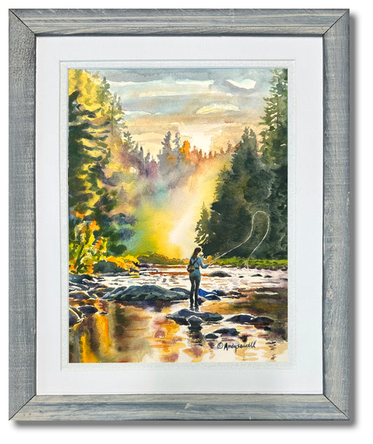 "River Woman's Glow" - 9x12 giclee print from original watercolor