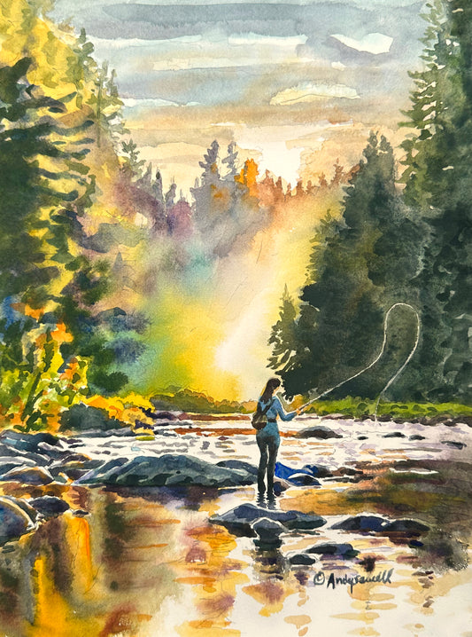 "River Woman's Glow" - 9x12 giclee print from original watercolor