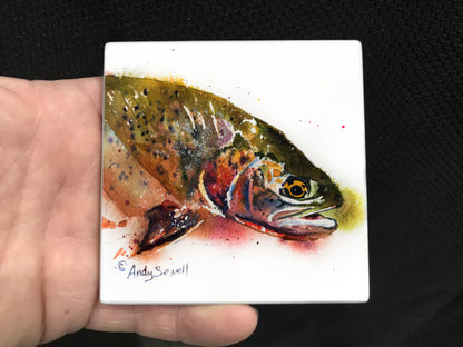 ASC505 "Splashy Cutthroat Trout" ceramic coaster