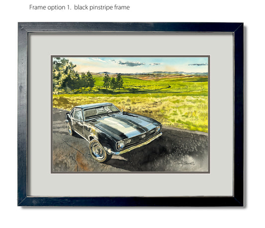 "Country Camaro" - '1968 Camaro" 11"x15" Giclee prints from Original Watercolor