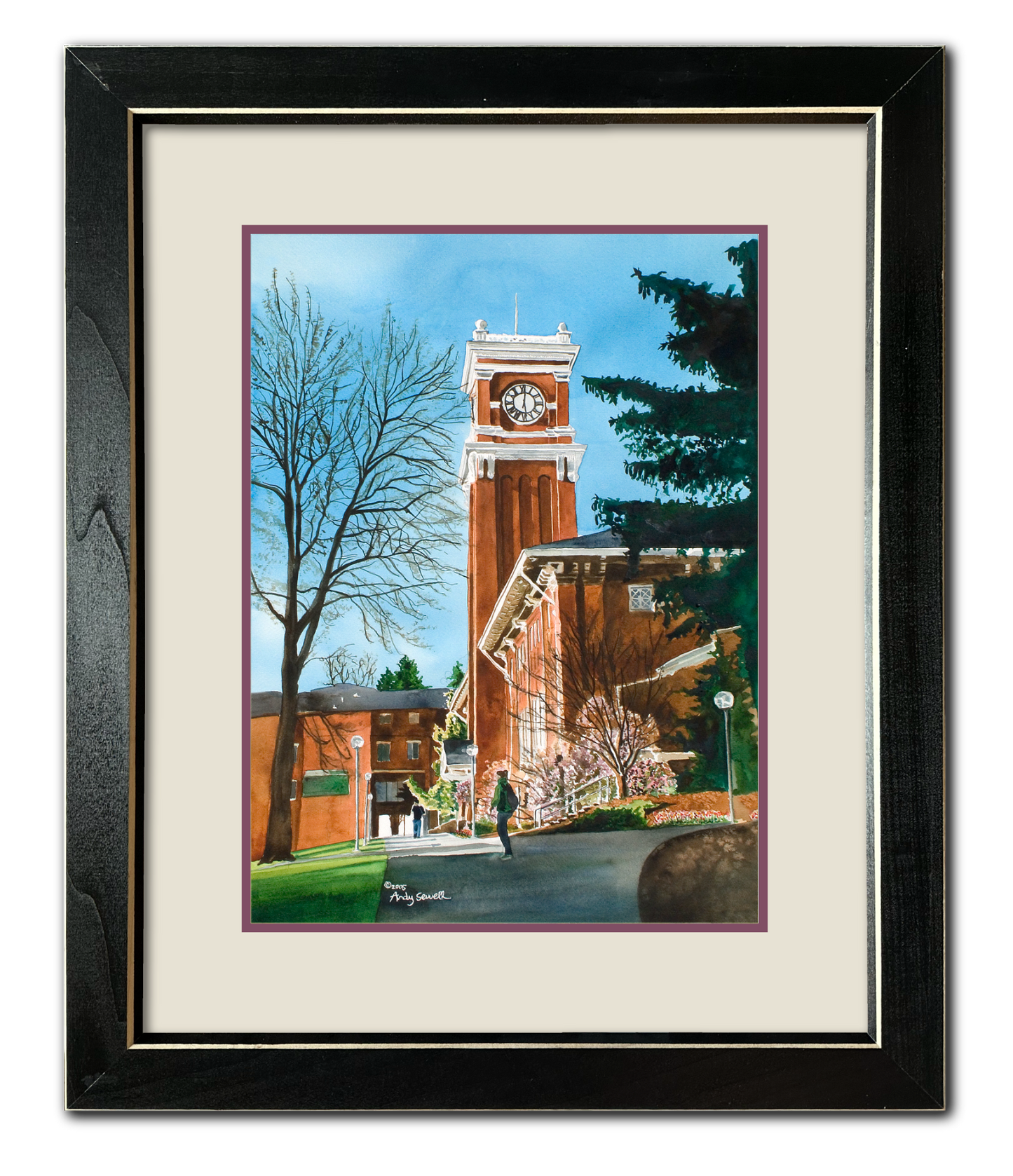 "WSU Springtime" featuring Bryan Tower, a signed edition art print from watercolor