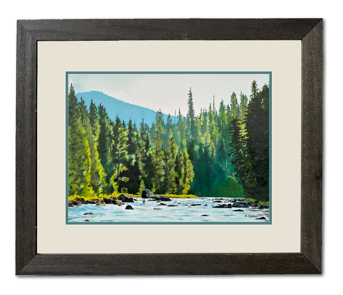 "Alone on the Lochsa" - an Open Edition Print of a Fly-fisherman on North Idaho's Lochsa River.