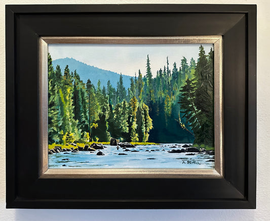 "Alone on the Lochsa" - an Original Oil Painting or Open Edition Print of a Fly-fisherman on North Idaho's Lochsa River.