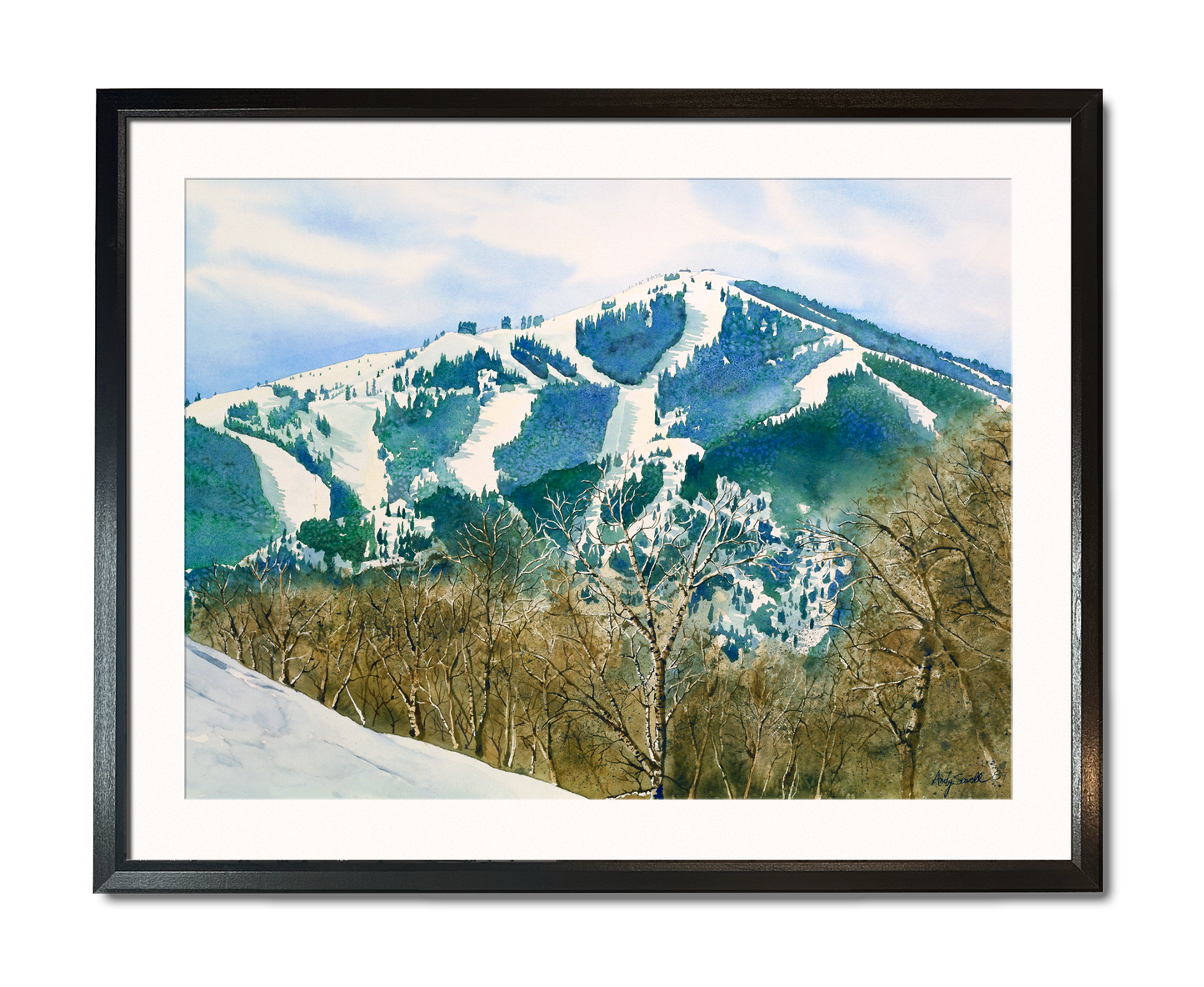 "Baldy over Bitteroot" - a signed/inspected Giclee reprod. from a watercolor of Sun Valley's Bald Mtn.