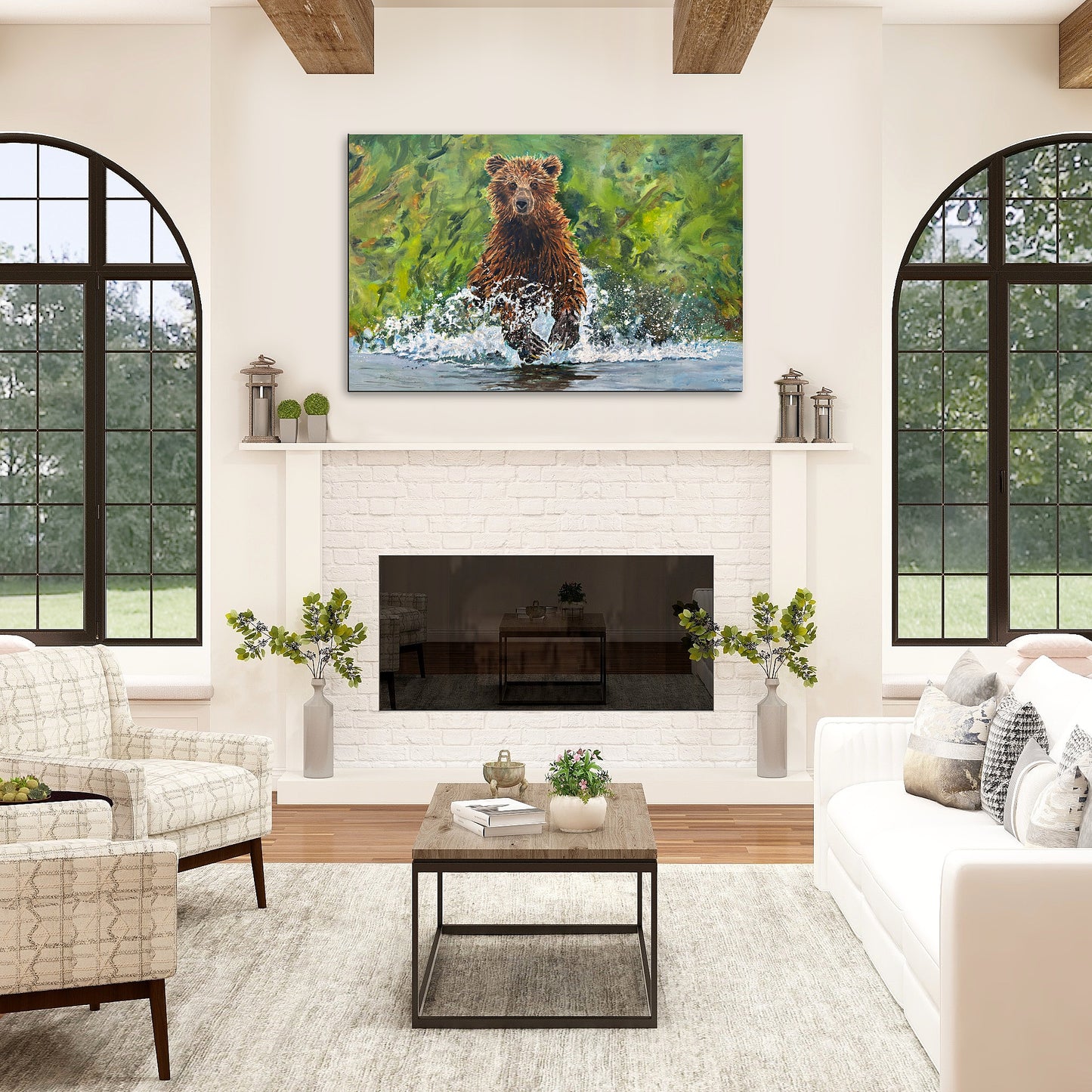 "Bear Splashes" - 36"x55" Original oil on canvas or Giclée art print