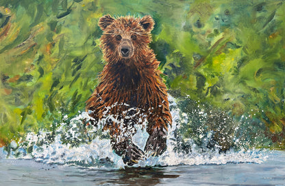 "Bear Splashes" - 36"x55" Original oil on canvas or Giclée art print