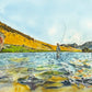 "Bent Rod in the Sawtooths" - an Original watercolor 18x24 or Open Edition Print from a watercolor of a Fly-fisherman on Idaho's upper Salmon River.