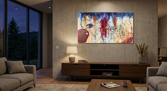 "The Blood Covers" 40"x22"- Prophetic art painted in a live worship service.  Giclée prints available.